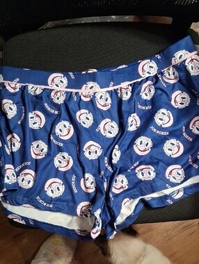 Womens Joe Boxer Navy and Pink Cartoon Face Boxer Shorts